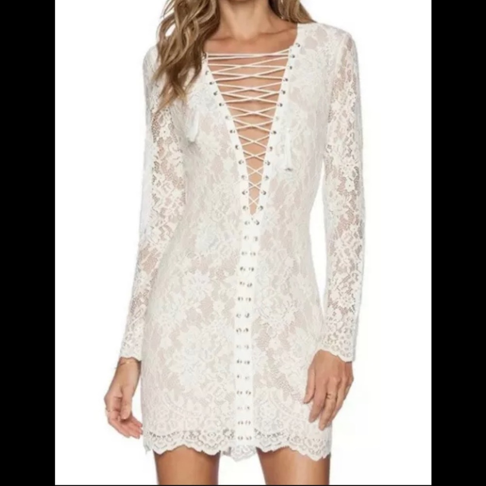 THE JETSET DIARIES Lace Mini Longsleeve Dress SIZE XS